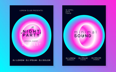 House Poster. Holiday Background For Cover Design. Jazz Art For Presentation. Dance And Concert Layout. Wavy Neon Flyer. Purple And Blue House Poster