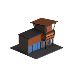 INDUSTRIAL HOUSE 3D RENDER ISOLATED IMAGES