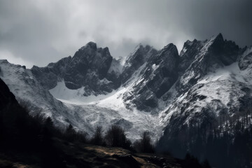 Obraz premium Snow-covered majestic mountains, AI Generated landscape