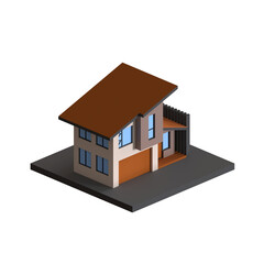 MODERN ISOMETRIC HOUSE 3D RENDER