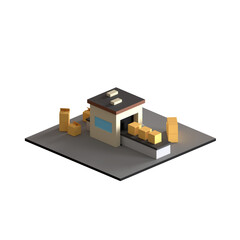 PACKAGING MACHINE ISOMETRIC 3D RENDER