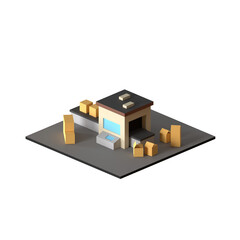 PACKAGING MACHINE ISOMETRIC 3D RENDER