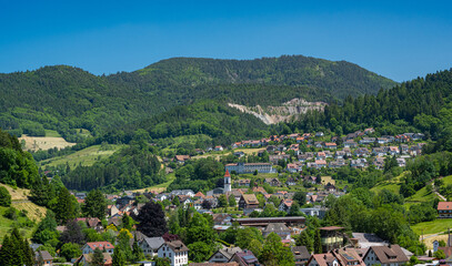 Fototapeta premium View of Ottenhoefen in the acher valley. Black Forest, Baden-Wuerttemberg, Germany, Europe