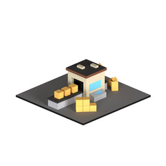 PACKAGING MACHINE ISOMETRIC 3D RENDER
