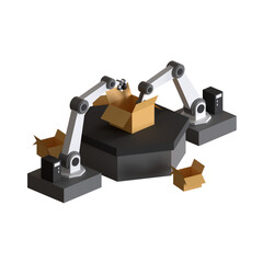 PACKAGING ROBOT ISOMETRIC 3D RENDER