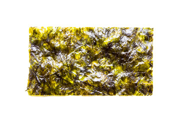 Nori seaweed chips on a white background