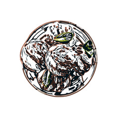 color sketch of ice cream with transparent background