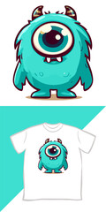 Vector graphic kids t-shirt design, with cute monster