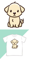 Vector graphic kids t-shirt design, with cute dog