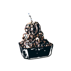 color sketch of ice cream with transparent background
