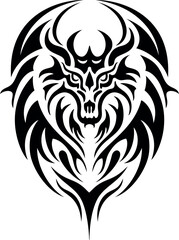 Black dragon tribal tattoo, isolated