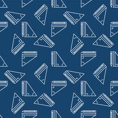 Pencil and Math Triangle vector concept blue line seamless pattern
