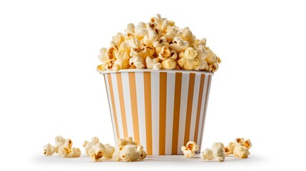 Popcorn bucket isolated on white. Generative AI - obrazy, fototapety, plakaty