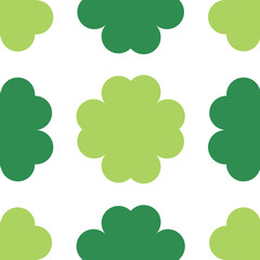 Vector fabric pattern illustration white background abstract four leaf clover patterns cute vertical green pastel color different size. clover flower seamless pattern illustration more gradient green.