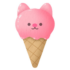 Kitty cat strawberry ice cream cone