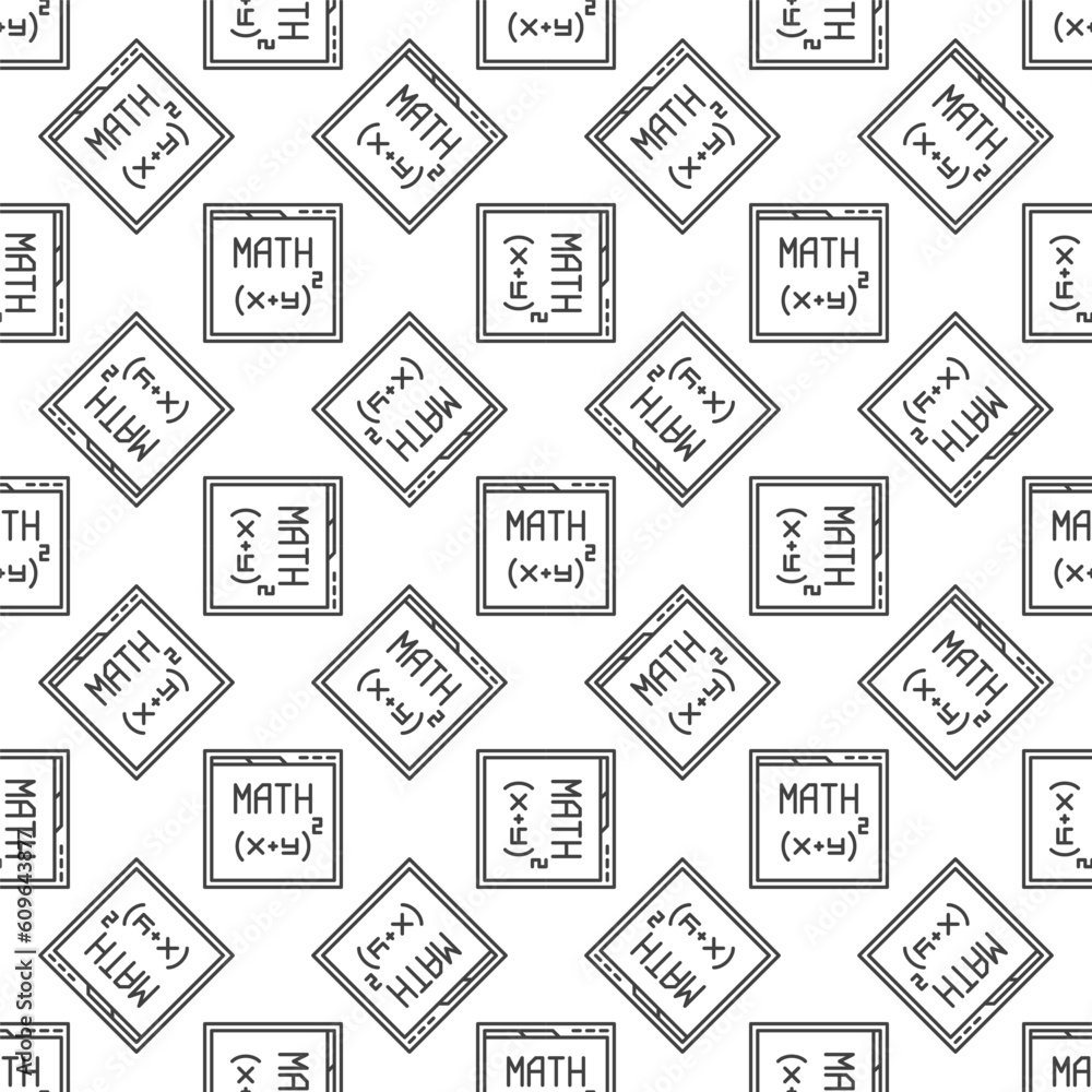 Poster web browser with math website vector mathematics online line seamless pattern