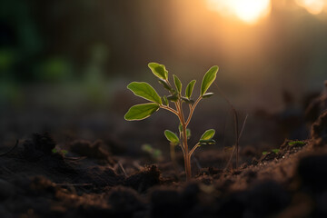 A young seedling of a plant in the sunlight, Generative AI 2