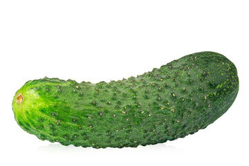 Fresh organic cucumber vegetable isolated on white background. Full depth of field.
