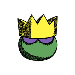 Head of a disgruntled frog in a crown