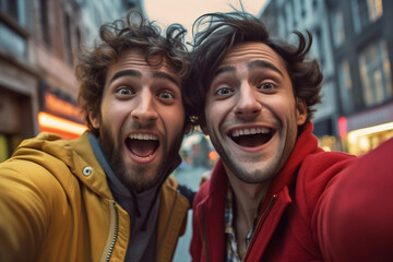 Two friends taking a selfie and making funny faces, Friends, Friendship day Generative AI