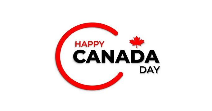 Happy Canada Day animation with ink streak motion graphic with particles. Great for celebrating Happy Canada Day and happy victoria day. Beautiful animated on a white screen transparent alpha channel 