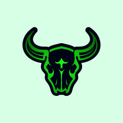 Modern horned skull logo illustration design