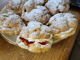 Cream puff on a plate