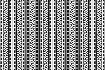 Black and White Textile Material with Greek Key Pattern 