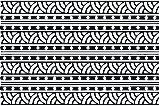 Black and White Textile Material with Greek Key Pattern 