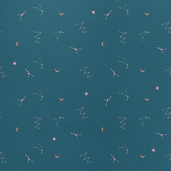 seamless cosmic pattern with constellations, moon, stars, galaxy 