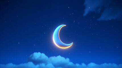 Fototapeta na wymiar Crescent moon against a mesmerizing sky islamic background created with generative ai