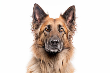 portrait of a Belgian Shepherd Dog with white background