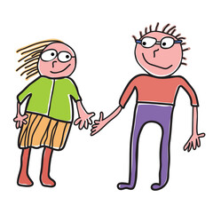 Happy family hand drawn isolated on white.