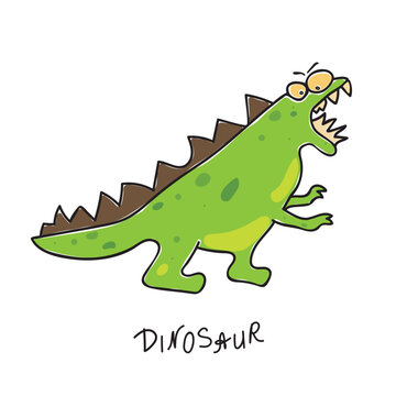 Dinosaur, dragon hand-drawn. Cartoon animals.