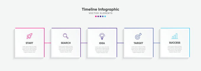 Fototapeta na wymiar Timeline infographic design with options or steps. Infographics for business concept. Can be used for presentations workflow layout, banner, process, diagram, flow chart, info graph, annual report.