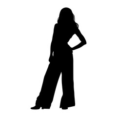 Vector illustration. Silhouette of a girl in wide pants.