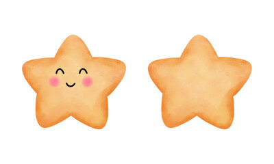 Set of watercolor cute stars illustration.