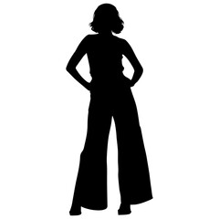Vector illustration. Silhouette of a girl in wide pants.