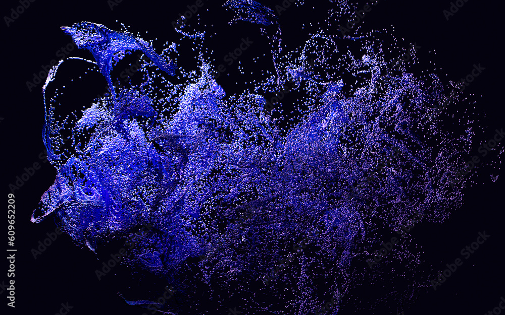 Poster abstract glowing particles, 3d rendering.