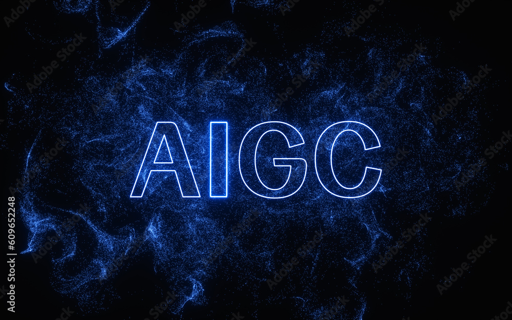 Poster aigc concept, logo of aigc, 3d rendering.