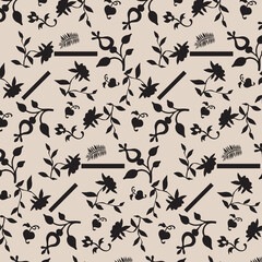 geometric leaf flowers floral color graphic pattern and background texture abstract design seamless pattern with black and white flowers