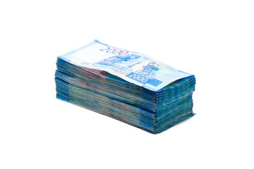 Russian paper money on a white background