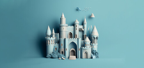 Generative A.I. image of blue castle decoration with podium design