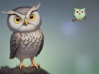 Fototapeta premium Cute Owl, Generative AI Illustration