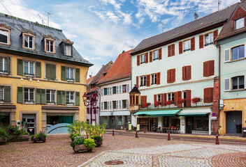 Fototapeta premium Streets of the medieval town of Thann, Alsace, France
