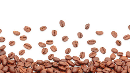 Coffee beans isolated on white background with copy space for montage product display, with clipping path