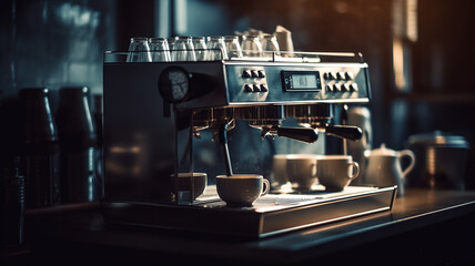 Fototapeta na wymiar espresso machine with beans in the cafe