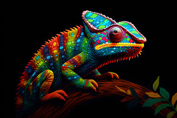 Obraz premium Vibrant Chameleon Camouflage - Generative AI