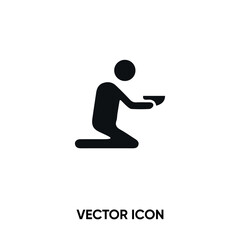 Poverty vector icon. Modern, simple flat vector illustration for website or mobile app. Beg symbol, logo illustration. Pixel perfect vector graphics	