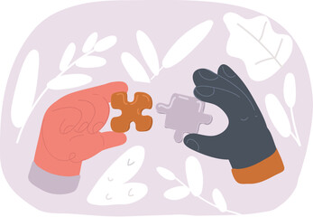 Vector illustration of two pieces of jigsaw.